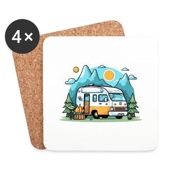 Vanlife - Untersetzer (4er-Set) - Weiß - Vorne