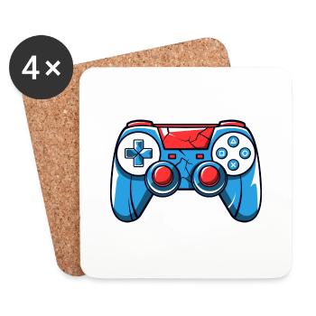 Gamer Controller Logo - Untersetzer (4er-Set) - Weiß - Vorne