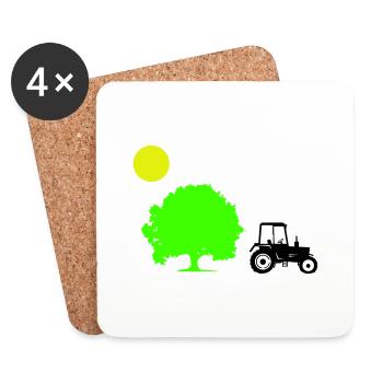 tracteur - Dessous de verre (lot de 4) - blanc - Devant