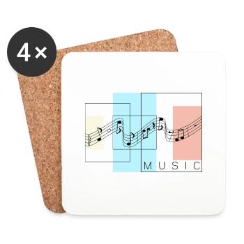 La musique et le pop art. I love music. - Dessous de verre (lot de 4) - blanc - Devant