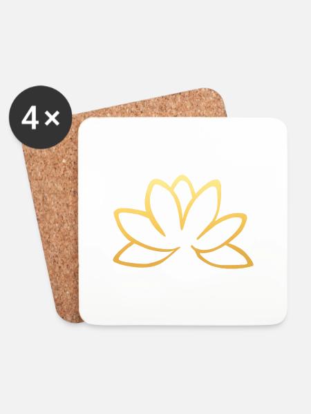 Goldene Lotusblume - Untersetzer (4er-Set) - Weiß