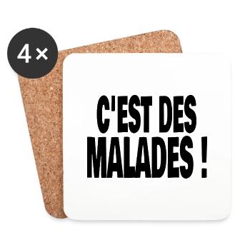 c'est des malades ! - Dessous de verre (lot de 4) - blanc - Devant