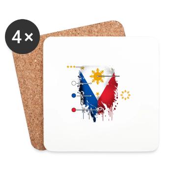 Philippinen Filipino Flagge Stolz I Geschenk - Untersetzer (4er-Set) - Weiß - Vorne