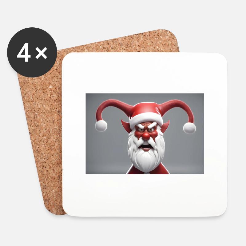 Wütender Weihnachtsmann - Untersetzer (4er-Set) - Weiß