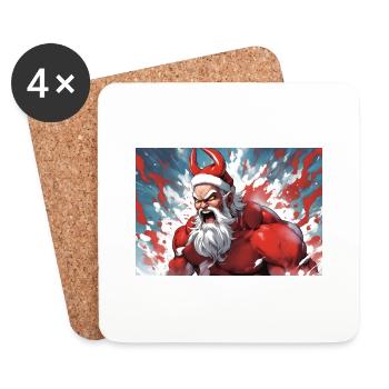 crazy Weihnachtsmann - Untersetzer (4er-Set) - Weiß - Vorne