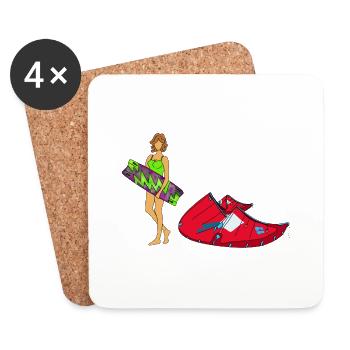 Kitegirl with kite equipment - Coasters (set of 4) - white - Front