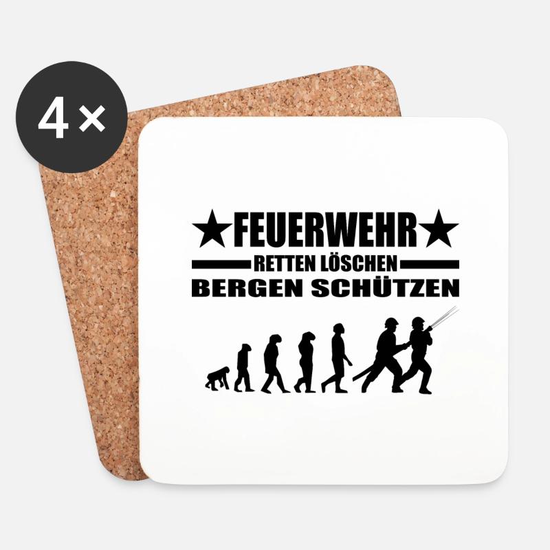 Feuerwehr - Untersetzer (4er-Set) - Weiß
