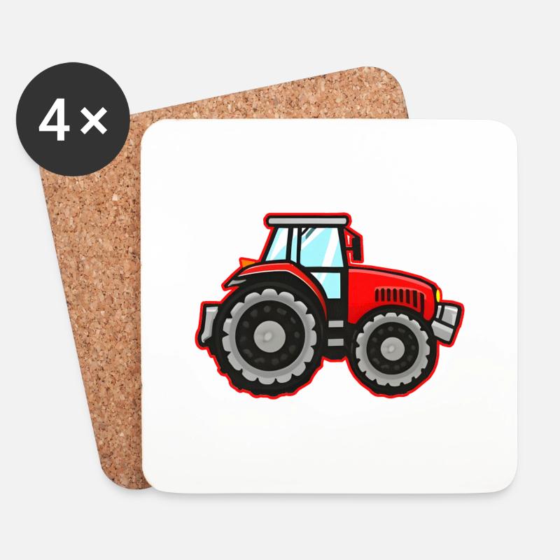 Bauers Roter Traktor - Untersetzer (4er-Set) - Weiß