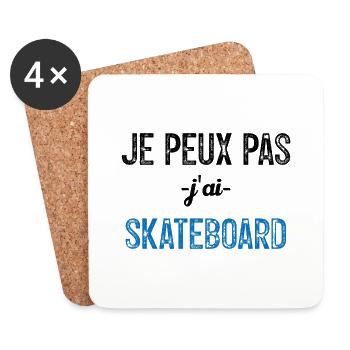 Je peux pas j ai Skate - Dessous de verre (lot de 4) - blanc - Devant