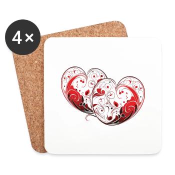 Hearts - Untersetzer (4er-Set) - Weiß - Vorne