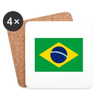 Brazil flag / Drapeau Brésil - Coasters (set of 4) - white - Front