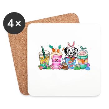 Hund Kaffee Ostern Dalmation 4500x5400Dalmation Hund - Untersetzer (4er-Set) - Weiß - Vorne