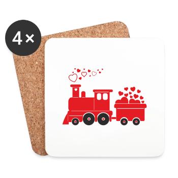 Liebe glückliches Herz Karte Valentinstag Vektor Design Kunst - Untersetzer (4er-Set) - Weiß - Vorne