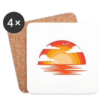 coucher du soleil - Dessous de verre (lot de 4) - blanc - Devant