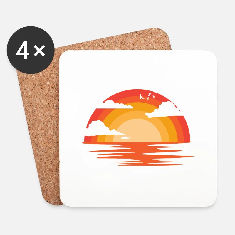 Sonnenuntergang - Untersetzer (4er-Set) - Weiß