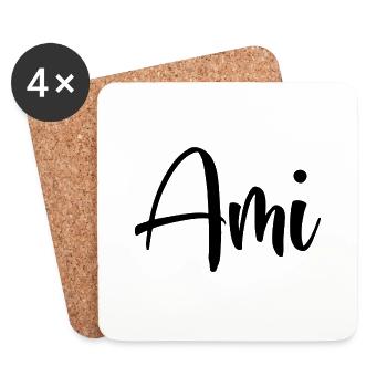 Nom - Ami - Dessous de verre (lot de 4) - blanc - Devant