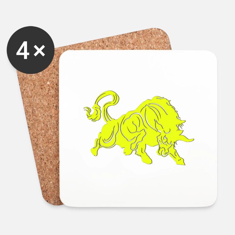 Stier Stierkopf Kopf Logo Steak Beast Gym Horn - Untersetzer (4er-Set) - Weiß