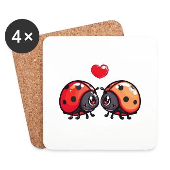 Ladybug Couple Love Couple In Love - Coasters (set of 4) - white - Front