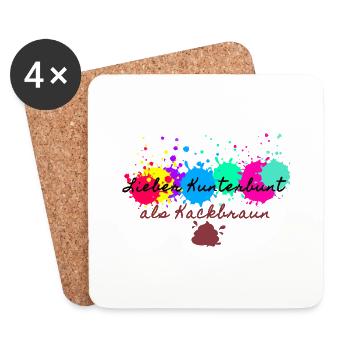 Better motley than poop brown, anti afd - Coasters (set of 4) - white - Front
