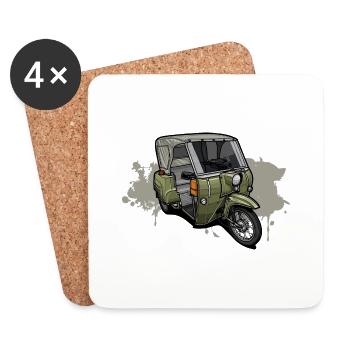 Duo DDR tricycle - illustration - Coasters (set of 4) - white - Front