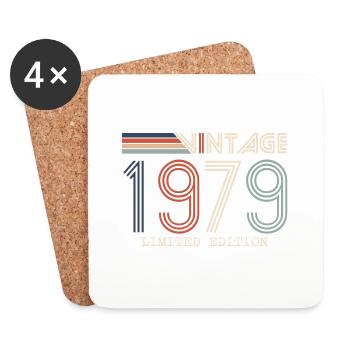 Jahrgang 1979 Jubiläumsgeschenk - Jahrgang 1979 - Untersetzer (4er-Set) - Weiß - Vorne