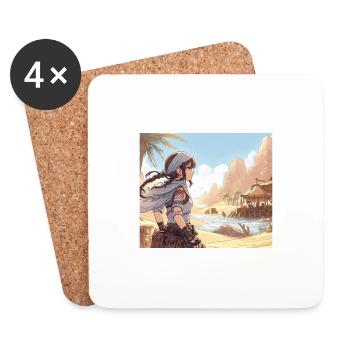 Manga Fille du désert - Dessous de verre (lot de 4) - blanc - Devant