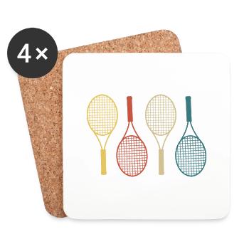 Vintage Retro Tennisschläger - Untersetzer (4er-Set) - Weiß - Vorne