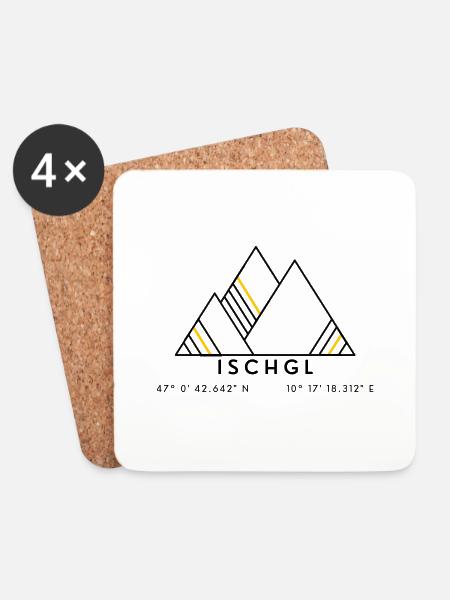 Minimalistisches Ischgl-Logo - Untersetzer (4er-Set) - Weiß