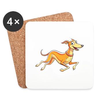 Anmutiges laufendes Whippet-Kunstwerk - Untersetzer (4er-Set) - Weiß - Vorne