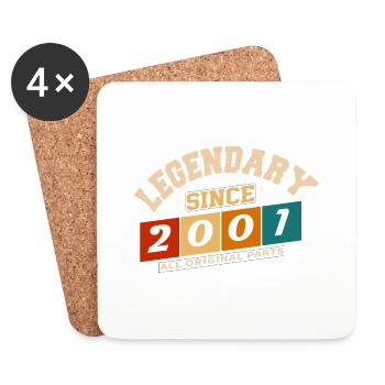 Légendaire depuis 2001 vintage rétro anniversaire - Dessous de verre (lot de 4) - blanc - Devant