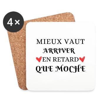 Mieux vaut arriver en retard - Dessous de verre (lot de 4) - blanc - Devant