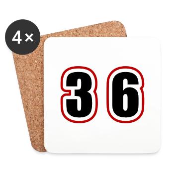 36 Nombre Collège - Dessous de verre (lot de 4) - blanc - Devant