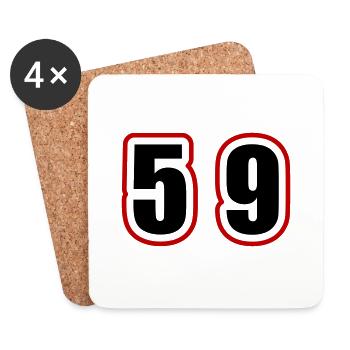 59 Nombre Collège - Dessous de verre (lot de 4) - blanc - Devant