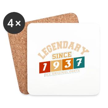 Legendary since 1937 vintage retro anniversary - Coasters (set of 4) - white - Front