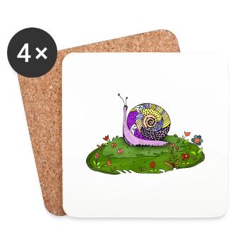 Escargot - Dessous de verre (lot de 4) - blanc - Devant