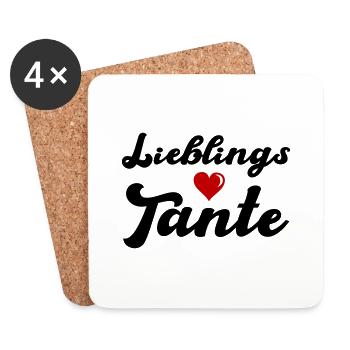 Tante préférée - Dessous de verre (lot de 4) - blanc - Devant