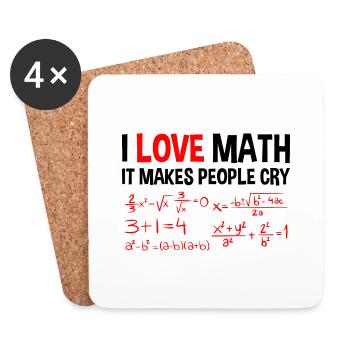 I Love Math, It Makes People Cry 4 - Coasters (set of 4) - white - Front