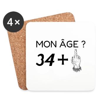 mon âge 35 - Dessous de verre (lot de 4) - blanc - Devant