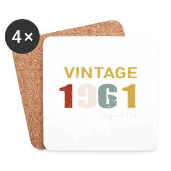 Originalteile 1961 - 63 Jahre Jubiläum Geschenk - Untersetzer (4er-Set) - Weiß - Vorne