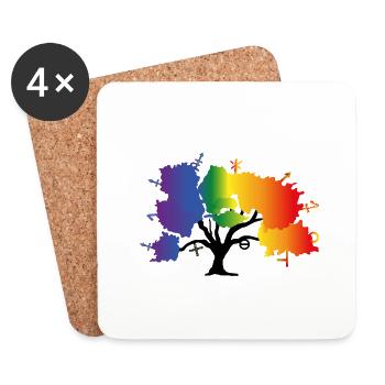 Arbre LGBTQIA+ - Dessous de verre (lot de 4) - blanc - Devant