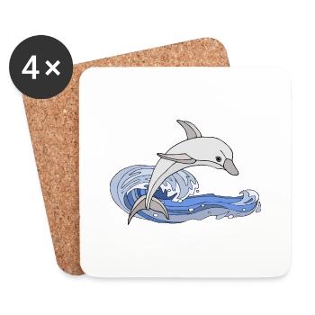 Delfin - Untersetzer (4er-Set) - Weiß - Vorne