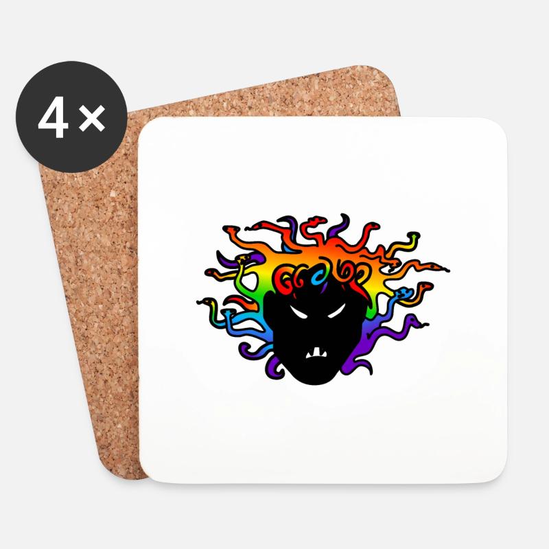 Medusa angry af : Sticky Queer Pride - Untersetzer (4er-Set) - Weiß