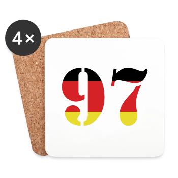 97 Numéro Jersey Allemagne - Dessous de verre (lot de 4) - blanc - Devant