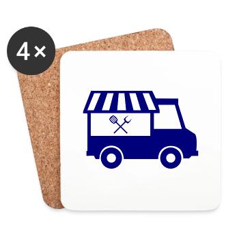 Camion de cuisine de rue - Dessous de verre (lot de 4) - blanc - Devant