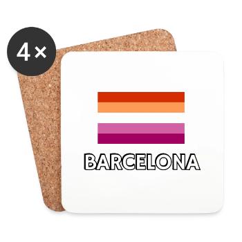 Drapeau de la fierté lesbienne de Barcelone - Dessous de verre (lot de 4) - blanc - Devant