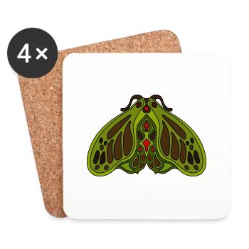 Art Nouveau Inspired Green Moth - Coasters (set of 4) - white - Front