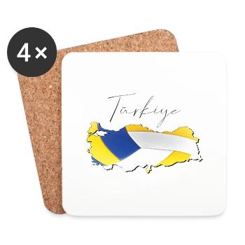 Türkei Türkiye Landkarte umrahmt Volleyball TR - Untersetzer (4er-Set) - Weiß - Vorne