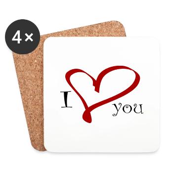 Liebeserklärung mit Herz - I love you - Untersetzer (4er-Set) - Weiß - Vorne