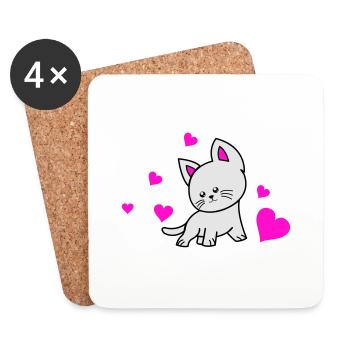 Cat Love 02 - Coasters (set of 4) - white - Front