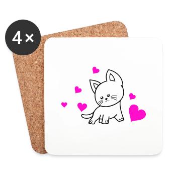 cat love 01 - Untersetzer (4er-Set) - Weiß - Vorne
